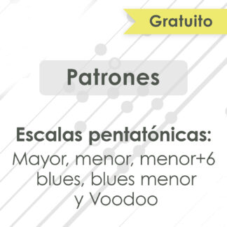 Patrones de seis escalas pentatónicas: Mayor, menor, menor con sexta, de blues, de blues menor y Voodoo