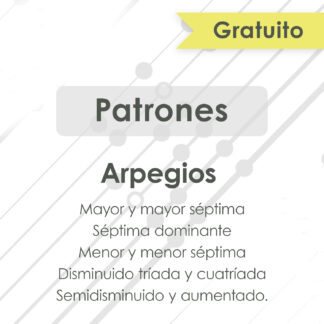 Patrones aplicados a guitarra - Mayor, mayor séptima, séptima dominante, menor, menor séptima, disminuido tríada y cuatríada, semidisminuido y aumentado